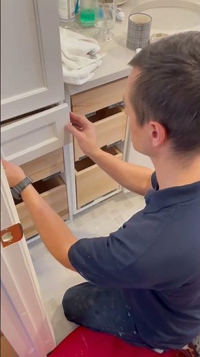 Easy way to install drawer fronts on cabinets