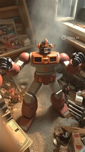 🤖 Retro Robot Awakening: Giant Mecha in an Old Toy Shop!