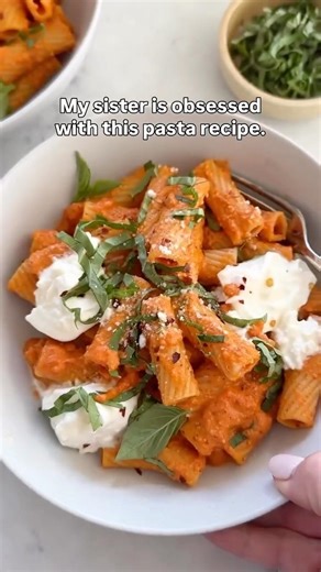 We used Melissa’s romesco sauce for an easy pasta sauce and topped it off with creamy burrata and