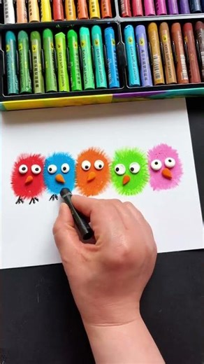 Let’s draw a spring bird together. Simple and beautiful children’s crayon drawings. Let’s start