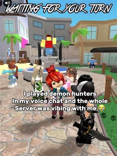 I played demon hunters in my vc #roblox #fypシ゚viral #mm2 #viral #dahood #amnewbutnottheleast #funny