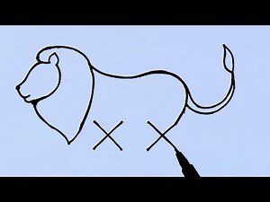 How to draw a Lion from X letter easy step by step // Easy Lion drawing // #liondrawing