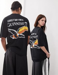 ASOS DESIGN unisex oversized license t-shirt with Guinness prints in black | ASOS