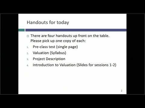 Session 1: Introduction to Valuation (and the class)