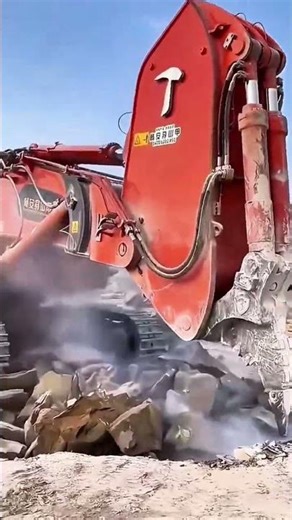 Demolition of hard rock with a hydraulic ripper on an excavator #shorts