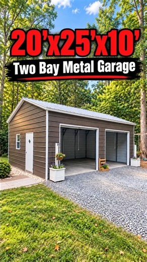 20x25x10 Two Bay Metal Garage Walkthrough By Boss Buildings
