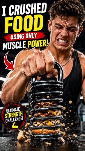 Can a Gym Spring Crush Food? Ultimate Strength Challenge! 💪🔥! #FitnessMotivation #Workout #ytshorts