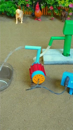 Mini hand pump project water with supply motor drinks horse hen farm #waterpump #shorts #604