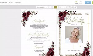 Red Floral Funeral Program Template (editable) - Etsy Australia