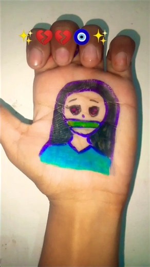 Nezuko cute doll | I Need Your Love ❣️ Tattoo on Palm\\Finger art #nezuko #doll #diy #brazil #shorts