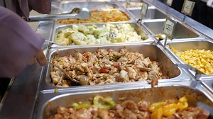 Download A buffet with many different types of food in it for free