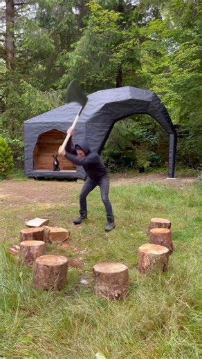 Unusual logging tools for chopping wood