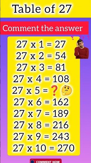 Table of 27|Learn Multiplication Table of 27x 1=27|27ka table#27katable#tableof27#shorts#timetable27