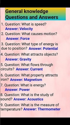 Physics Gk Questions and Answers | Gk quiz |Gk important questions and answers