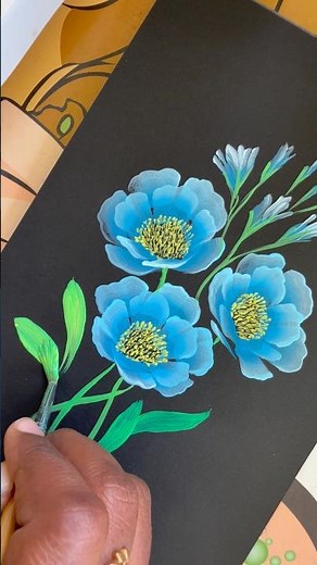 Floral Painting with Buds and Leaves | Easy Acrylic Flower Painting | Beginner Friendly