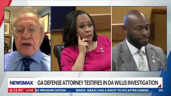 "The evidence is overwhelming that they had an affair before she hired him, the evidence is overwhelming that she benefitted financially from it." Harvard Professor Emeritus Alan Dershowitz calls out Fulton County DA Fani Willis for trying to spin her relationship with prosecutor Nathan Wade. | NEWSMAX