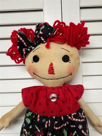 Primitive Miniature Raggedy Ann Doll - Peppermint Patty Annie - Winter Theme Home Decor - Handmade - Etsy