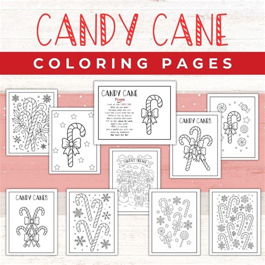 Candy Cane Coloring Pages, PDF,   Candy Cane Poem - Etsy
