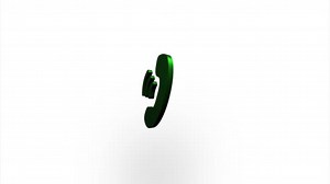 Green telephone handset icon flipping, rotation. Elegant 3d realistic light render. Seamless loop animation video