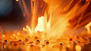 Closeup of a match igniting a fuse, leading to a series of explosions in a chain reaction.
