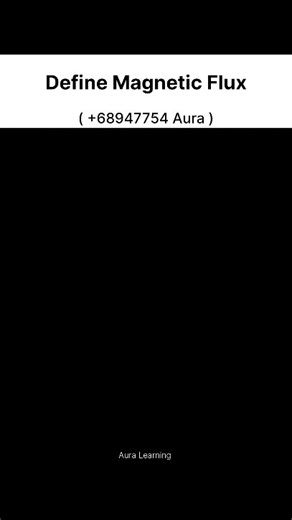 Learn With Aura on Instagram: "Magnetic flux (ΦB) is a measure of the total magnetic field passing through a given surface. It quantifies the number of magnetic field lines intersecting the surface. Formula: The magnetic flux is calculated using the formula: ΦB = B⋅A⋅cosθ Where: ΦB: Magnetic flux (measured in Weber (Wb). B: Magnetic field strength (measured in Tesla (T). A: Area of the surface perpendicular to the field (measured in m²). θ: Angle between the magnetic field and the perpendicular 