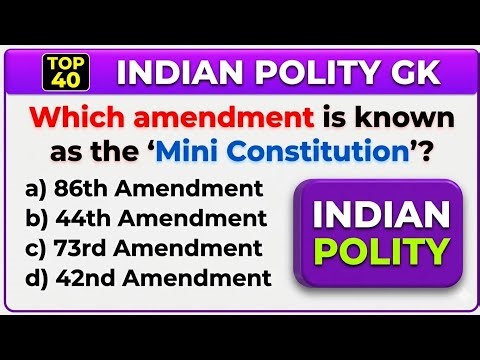 Polity Top 40 MCQs | Indian Polity GK Quiz | Questions & Answers | Polity question