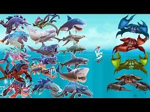 Hungry Shark Evolution - All Giant Crab Boss Vs All Sharks - New All Sharks Unlocked 🦀🦈