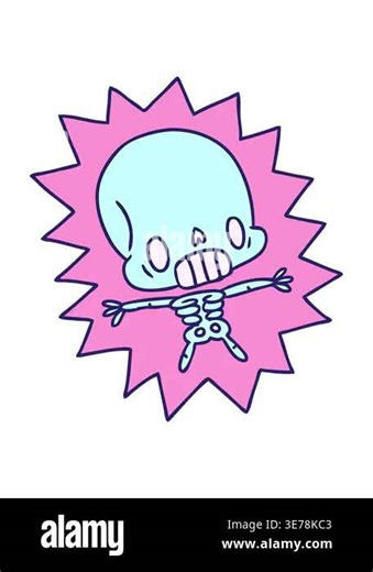 pixelize effect animation of cartoon illustration kawaii electrocuted skeleton Stock Video Footage - Alamy
