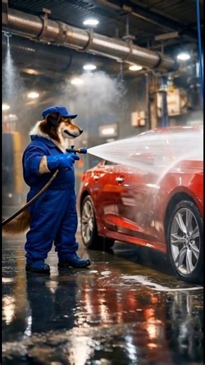 Cute Dog Washing Car at Car Wash 😍🐶 #Shorts