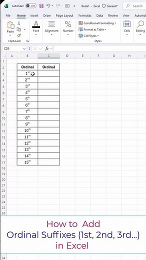 How to Add Ordinal Suffixes in Excel (1st, 2nd, 3rd...)
