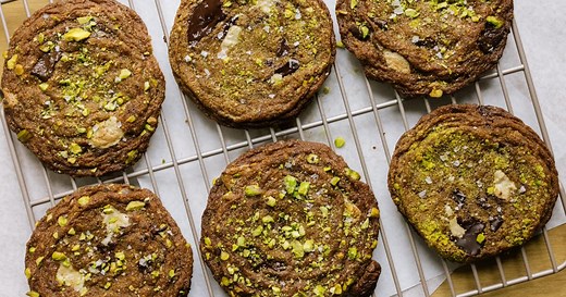 Molly Baz's Pistachio, Brown Butter and Halva Chocolate Chunk Cookies