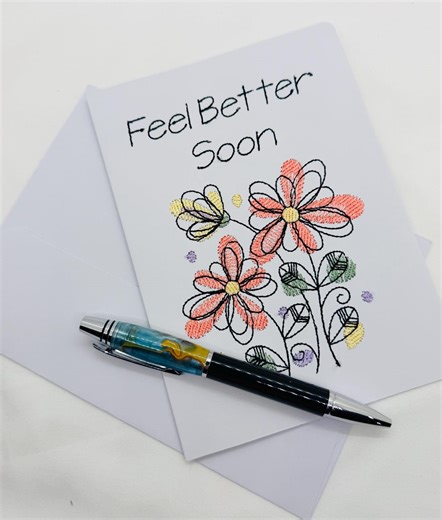Embroidered Get Well Card • Handmade Fabric Greeting Card • Comfort & Care Gift - Etsy