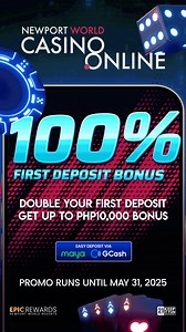 FIRST TIME & TWICE THE FUN! Double your first top-up at Newport World Casino Online: get up to PHP10,000 bonus! Deposit via GCash or Maya—credit cards accepted! Promo until May 31 only. Sign up, deposit & play now at newportworldcasino.online! T&C apply. For 21YO+. Keep it fun. Game responsibly. #NewportWorldResorts #DiscoverNWR | Newport World Resorts | Facebook