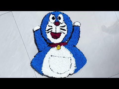 Doremon Mat Rug Making With Punch Needle Live Tutorial ||How To Make Punch Needle Embroidery Mat ||
