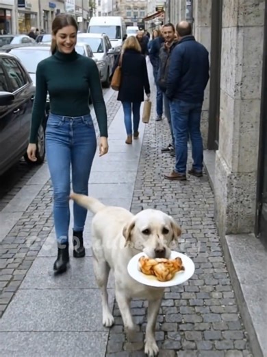 This kind young woman was truly touched by the dog's reaction after she gave it food #dogs #labrador