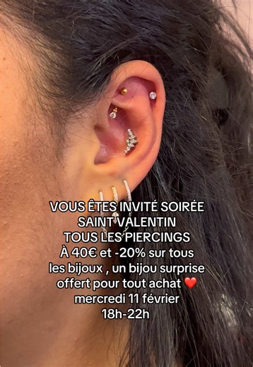 Soirée Saint Valentin : Piercings à 40€ et Bijoux à -20%