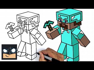 How To Draw Minecraft | Diamond Armor Steve - Videos For Kids