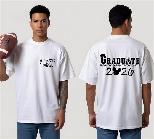 Personalized Disney Graduation Shirt, Custom Mickey Minnie Mouse Graduate Tee, Disneyland Bachelor Cartoon Outfit - Etsy