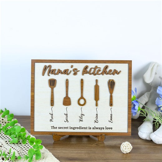 Personalized Nana’s Kitchen Sign, Custom Grandma Kitchen Gift, Mother’s Day Gift, Mother’s Day Gift, Family Name Sign - Etsy