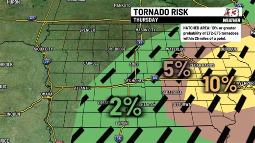 Severe storms threaten Iowa, risk of tornadoes and hail