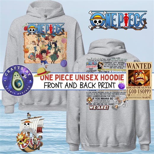 One Piece Inspired Hoodie – Front & Back Design | Anime Streetwear | Unisex Pullover - Etsy