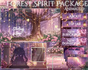 Forest Spirit Twitch Overlay Pack Pastel Spring Animated Screens, Cute Magical Flowers & Trees, Dreamy Stream Glow Forest Pack Vegetation - Etsy