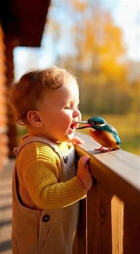 Baby’s Tiny Bird Hug 🐦💛 #babylove #birdcute