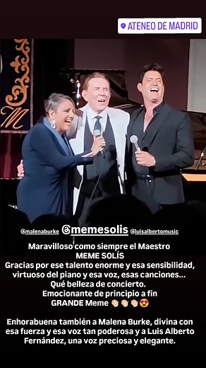 1K reactions · 43 shares | Meme Solis Malena Burke y Luis Alberto Fernández tres grandes artistas cubanos  en un gran concierto en Madrid  España #videoviralシ #cubanosporelmundo #memesolis #malenaburke #luisalbertofernandez #GrammyAwards #miami #music #madrid #GRAMMYs #grammywinner | Noslen Dilla | Facebook