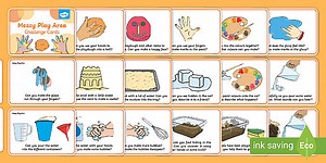 Messy Play Area Continuous Provision Challenge Cards