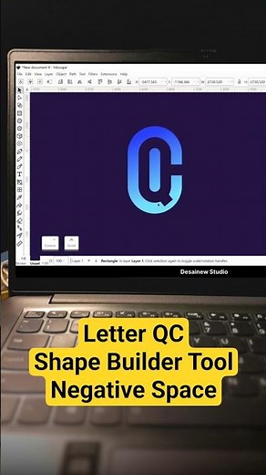 QC Letter Logo Design - Grid System & Shape Builder Tool in INKSCAPE