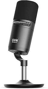 GVM Dynamic Microphone, XLR/USB Podcast Microphone with Mute Button, Monitoring Volume Control, Headphone Jack, Cardioid Gaming Mic, Vocal Mic for PC, MAC, Recording, Studio and Singing