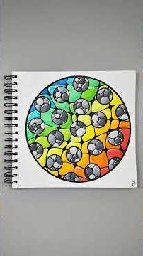 Rainbow Gradient Doodle with 3D Pebbles | Satisfying Art Short