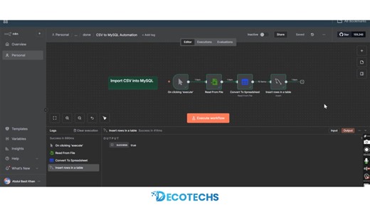 CSV to MySQL Automation using n8n | No-Code Data Workflow 🚀📊 Still manually importing CSV data into MySQL? ❌ Let n8n automate CSV imports and database updates for you ⚡ In this video, you’ll learn how to: ✅ Import CSV data automatically into MySQL ✅ Update database records without manual work ✅ Build no-code / low-code workflows ✅ Perfect for developers, ops teams & startups 📩 Want this workflow for your business? DM “n8n CSV MySQL” and automate your data today 🚀 Transform your workflow with