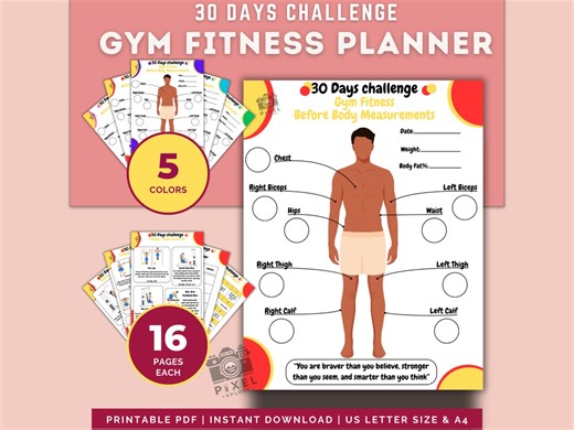 30 Day Gym Workout Planner: Fitness Challenge Calendar (digital File) - Etsy